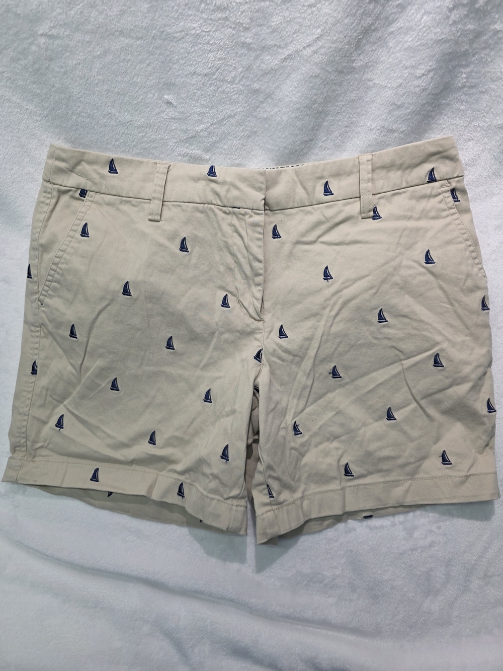 British Khaki Embroidered Sailboat Khaki and Navy Shorts